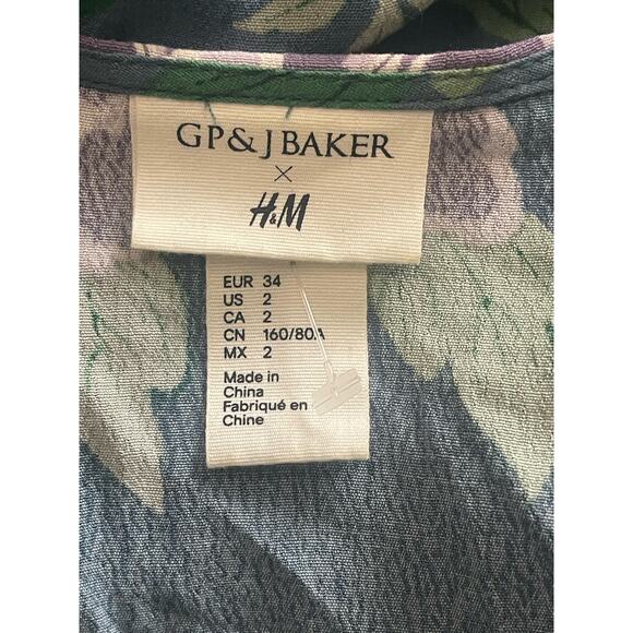 GP & J Baker‎ H&M Dress Midi Blue Floral Print Tea Dress - Picture 15 of 15